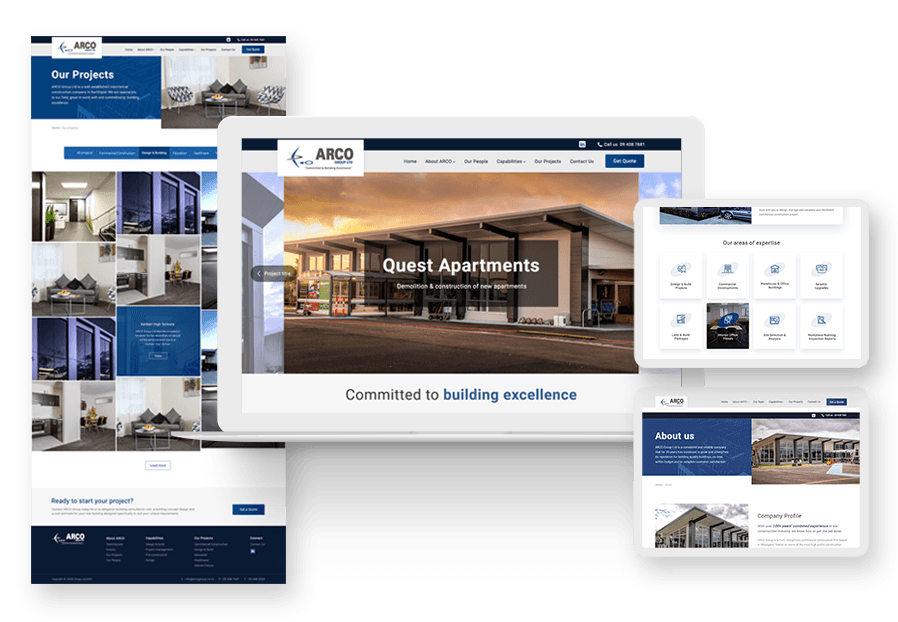 Www.tahonverchka created the website for construction company ARCO to present their services